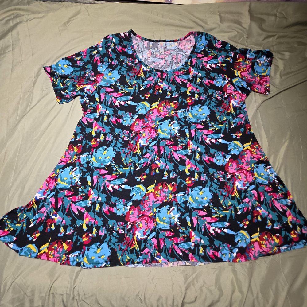 LuLaRoe Floral Top - Blue, Pink, Yellow